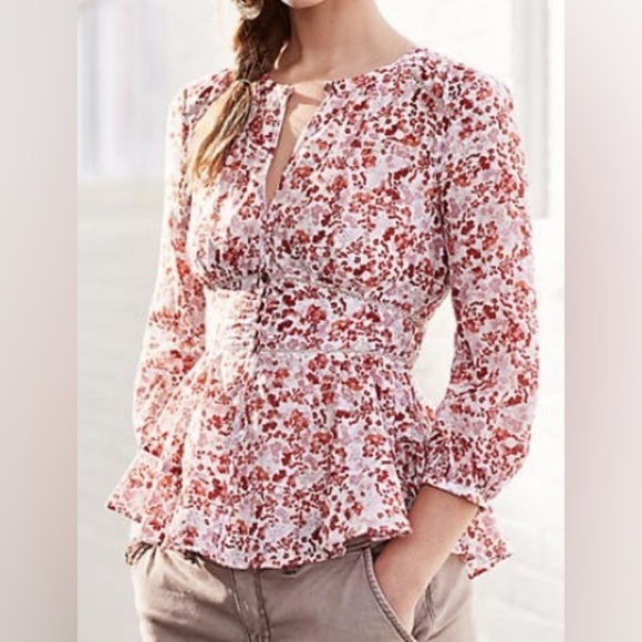 Moulinette Soeurs by Anthropologie Amelie Blouse Silk Blend - Size 2 - Picture 1 of 9